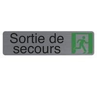 Exacompta Plaque de porte adhésive Réf. 67172E Sortie de secours Aluminium brossé 16,5 x 4,4 cm