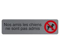 Exacompta Plaque adhésive 67176E Nos amis les chiens ne sont pas admis Aluminium brossé 16,5x4,4 cm