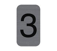 Exacompta - Plaque adhésive Chiffre 3 - Aspect aluminium brossé 2,5x4,4 cm - Gris