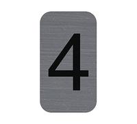 Exacompta Plaque adhésive Chiffre 4 – Aspect aluminium brossé 2,5 x 4,4 cm – Gris