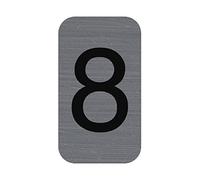 Plaque adhésive imitation Aluminium Chiffre 8 2,5x4,4 cm - Gris
