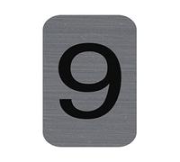 Exacompta Plaque adhésive Chiffre 9 imitation aluminium brossé 2,5x4,4 cm Gris