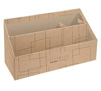 Exacompta - Réf. 67947D - 4 Trieurs vertical/porte-lettres - Organiseurs 3 compartiments en carton Eterneco - Dimensions 25x10x14 cm - Pots à crayon de couleur Brun avec des motifs géométriques