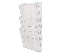 Exacompta - Réf. 74358D - Lot de 2 distributeurs de prospectus - Format A4 vertical - 3 compartiments profondeur de 26 mm - A fixer au mur - Dimensions : 17,5 x 23,8 x 50,4 cm - Transparent