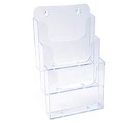 Exacompta - Réf. 75158D - Lot de 4 distributeurs de prospectus sur table - 3 compartiments - Monobloc - Dimensions : Prof.18,1 x larg.15,4 x Haut.28 cm - Format à classer A5 - Cristal