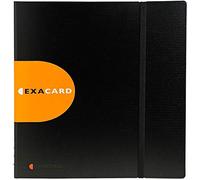Exacompta - Réf. 75234E - Carton de 5 Porte-cartes de visite amovible à spirales Exacard - livré avec 20 pochettes détachables - pour 320 cartes - fermeture par élastique - format à classer 85x55 mm