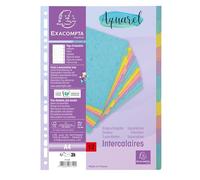 Exacompta - Réf. 7712E - Intercalaires Aquarel - en carte lustrée 400g/m2 - 12 onglets neutres - format à classer A4 - page d'indexation fournie - certifié FSC - couleurs assorties