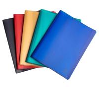Exacompta - Réf. 78550E - Paquet de 5 Protège-documents Opak recyclé - 50 pochettes grainées - 100 vues - pour format A4 - couverture 4/10ème semi opaque - 5 couleurs assorties bleu, jaune, noir, rouge, vert