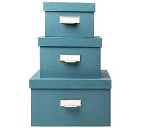 Lot de 3 boîtes de rangement OfficeByMe - Bleu canard