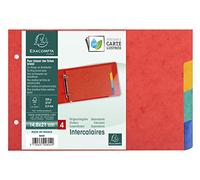Exacompta - Réf. 804E - Intercalaires pour fiches bristol en véritable carte lustrée souple 225g/m2 FSC® avec 4 onglets neutres - 2 anneaux - Format à classer 148x210mm - couleurs assorties