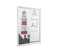 Exacompta Cadre mural aluminium A2 – Alu/cristal, utilisable horizontal ou vertical, vis et chevilles