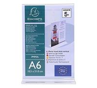 Exacompta - Réf. 86158D - 1 Porte-visuel A6 droit vertical - Dimensions 105 x 148 mm - PMMA (acrylique) présentoir de table/comptoir, menu pour restaurants, hôtels, conférence - Couleur Cristal