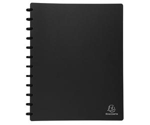 Exacompta - Réf. 86351E - Carton de 4 Protège-documents amovible à anneaux avec 30 pochettes grainées détachables - 60 vues - pour A4 - dim 24,5 x 31 cm - couverture rigide opaque - couleur noir