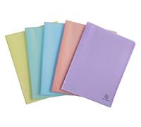 Exacompta - Réf. 88270E - Paquet de 5 protège-documents Chromaline Pastel - 20 pochettes cristal - 40 vues - pour A4 - dim 24 x 32 cm - couverture en polypro recyclé translucide - 5 couleurs assorties