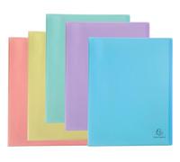 Exacompta - Réf. 88670E - Carton de 8 Protège-documents Chromaline Pastel - 60 pochettes cristal lisse - 120 vues - A4 - dim 24 x 32cm - couverture en polypro recyclé translucide - couleurs assorties