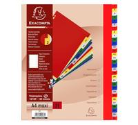 Exacompta 20x Intercalaires imprimés PP 12/100e 31 pos A4+ Assorties vives 88E