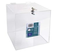 Exacompta - Réf. 89158D - 1 Urne transparente avec couvercle fermant à clé 25 cm - Dimensions 250 x 250 x 250 mm - PMMA (acrylique)scrutins, concours, tombolas, dons, boîte à idée - Couleur Cristal