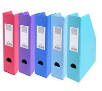Exacompta- Réf. 90170E - Lot de 10 porte-revues en carton extra rigide recouvert de plastique, livrés à plat - Dos de 7 cm - Dimensions 23 x 31 cm - Pour du format A4 - 5 couleurs pastels assorties