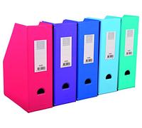 Exacompta- Réf. 90180E - Lot de 10 porte-revues en carton extra rigide recouvert de plastique, livrés à plat - Dos de 10 cm - Dimensions 25 x 31 cm - pour documents au format A4 - Coloris blanc