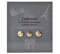 Exacompta - Réf. 96113E - 1 album de collection pour 50 médailles touristiques ou jetons souvenirs (diamètre 34mm) - Couverture rigide pelliculage brillant - Format 25,5x28 cm - coloris gris
