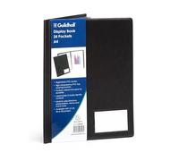 Exacompta - Réf. CDB24Z - Carton de 5 protège-documents - 24 pochettes lisses de très haute qualité - 48 vues - pour A4 - dim 25 x 32 cm - porte étiquette - couverture en PVC rigide résistant - noir