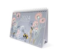 Exacompta - Réf GS037Z Calendrier de bureau/planificateur mensuel 2024 Motif abeille mois par page Comprend les jours fériés britanniques 210 mm x 150 mm Se tient en toute sécurité sur un