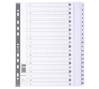 Intercalaires imprimés à touches plastifiées - 20 touches 1 à 20 - A4 maxi - Blanc