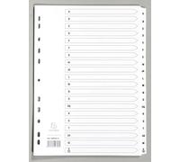 Exacompta - Réf. MWDA-ZZ - Carton de 10 Intercalaires en carte blanche 160g/m2 FSC® avec 20 onglets imprimés alphabétiques de A à Z et plastifiés - Page d'indexation imprimable - Format à classer A4