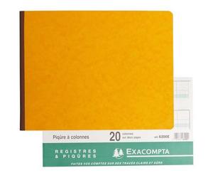 Exacompta registre piqûre 80 pages, 20 colonnes à l'italienne - 250 x 320 mm (réf. 6200)