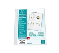 EXACOMPTA Sachet de 100 pochetttes perforées Polypropylène grainé 5/100e - A5 - Cristal