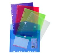 EXACOMPTA Sachet de 5 pochettes-enveloppes perforées polypropylène - A4 - Couleurs assorties