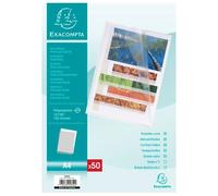 Exacompta Sachet De 50 Pochettes Coins A4 Pp 0,12 Mm Transparent Grainé