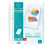 Sachet de 50 pochettes perforées polypropylène grainé 5/100e - A4 - Cristal