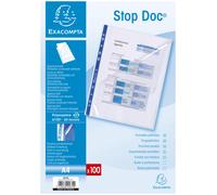 Exacompta Stop Doc Pochettes perforées transparentes A4 à ouverture en coin polypropylène 6/100e 11 trous - Lot de 100