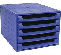 Exacompta - Réf. 221101D - THE BOX - Caisson 5 tiroirs ouverts pour document A4+ - Dimensions extérieures : Profondeur 38,70 x largeur 28,4 x Hauteur 21,8 cm - Bleu cobalt
