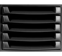 Exacompta Module à tiroirs A4 THE BOX Ecoblack, 5 tiroirs à ouverture, monobloc, 387 x 284 x 218 mm, noir