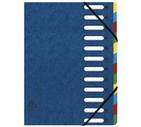 Exacompta Trieur à élastiques Harmonika à fenêtres - véritable carte lustrée - 12 divisions - Bleu