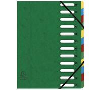 Exacompta Trieur à élastiques Harmonika à fenêtres - véritable carte lustrée - 12 divisions - Vert