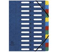 EXACOMPTA Trieur HARMONIKA à fenêtres et élastiques carte lustrée 24 comp. Bleu