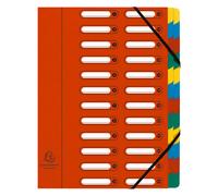Exacompta Trieur à élastiques Harmonika à fenêtres - véritable carte lustrée - 24 divisions - Rouge