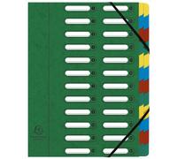 Exacompta - Réf. 55243E - 1 trieur HARMONIKA - avec élastiques et fenêtres découpées - couverture en carte lustrée - dos extensible - 24 compartiments - pour A4 - dim 24,5 x 32 cm - couleur vert