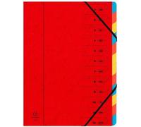 Exacompta Trieur agrafé 24 x 32 cm – 12 compartiments avec élastiques – Rouge