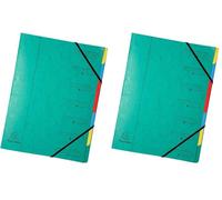 EXACOMPTA Trieur agrafé avec élastiques 7 compartiments Vert (Lot de 2)