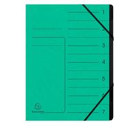 Trieur agrafé avec élastiques intérieur noir 7 compartiments - A4 - Vert