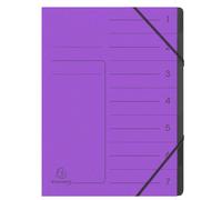 Trieur agrafé avec élastiques intérieur noir 7 compartiments - A4 - Violet