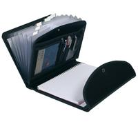 Exacompta Trieur Exafolio Exactive avec espace extensif et bloc-notes 200 feuilles A4 6 compartiments 25,5 x 33,5 cm Polypropylène Noir
