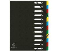 EXACOMPTA Trieur HARMONIKA® à fenêtres avec élastiques véritable carte lustrée 12 compartiments - Noir