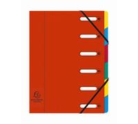 EXACOMPTA Trieur HARMONIKA® à fenêtres avec élastiques véritable carte lustrée 6 compartiments - Rouge