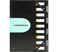 Exacompta - Réf. 55334E - Carton de 5 trieurs HARMONIKA Exactive - avec élastiques et fenêtres découpées - couverture en PP - intérieur en carte noir/gris - dos extensible - 9 compartiments - noir
