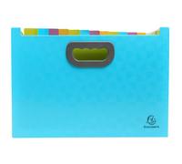 Exacompta - Réf. 55199E - 1 Trieur valisette extensible ouvert avec poignées Pop'Nco - couverture en PP recyclé - intérieur en PP - 24 compartiments - dim 33x23,5x25 cm - couleur cyan
